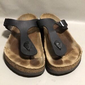 Birkenstock Gizeh Black Birko-Flor Sandals Womens US 9-9.5 Preowned
